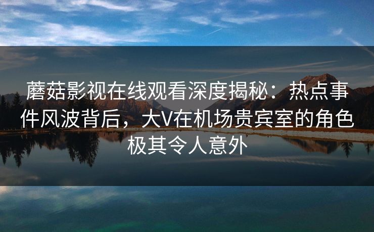 蘑菇影视在线观看深度揭秘：热点事件风波背后，大V在机场贵宾室的角色极其令人意外