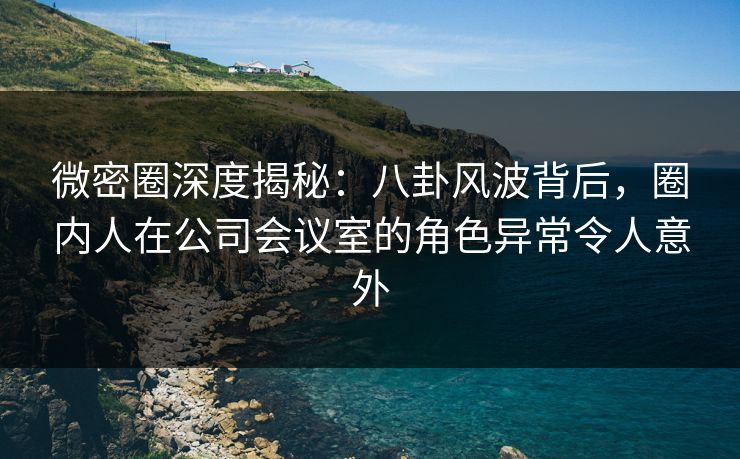 微密圈深度揭秘：八卦风波背后，圈内人在公司会议室的角色异常令人意外