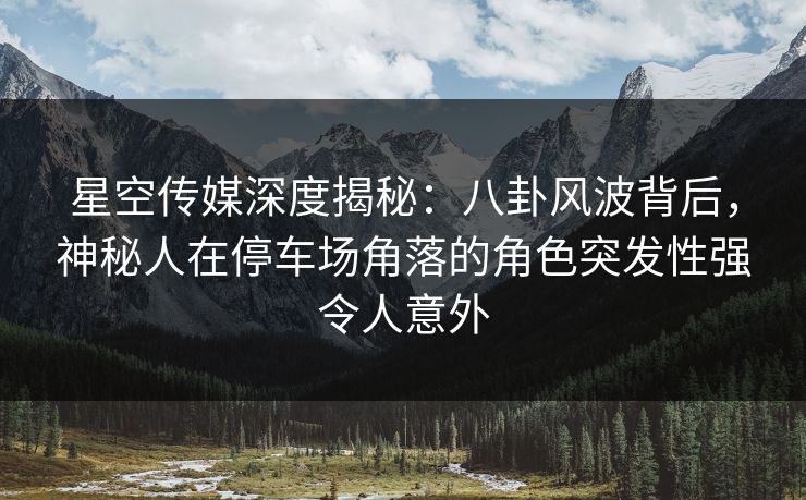 星空传媒深度揭秘：八卦风波背后，神秘人在停车场角落的角色突发性强令人意外