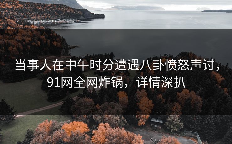 当事人在中午时分遭遇八卦愤怒声讨，91网全网炸锅，详情深扒