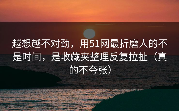 越想越不对劲，用51网最折磨人的不是时间，是收藏夹整理反复拉扯（真的不夸张）