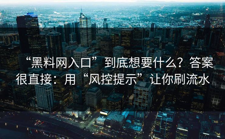“黑料网入口”到底想要什么？答案很直接：用“风控提示”让你刷流水